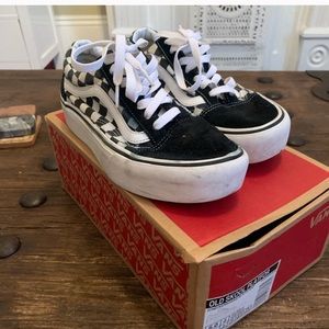 Vans old school Platform checkerboard Black &white